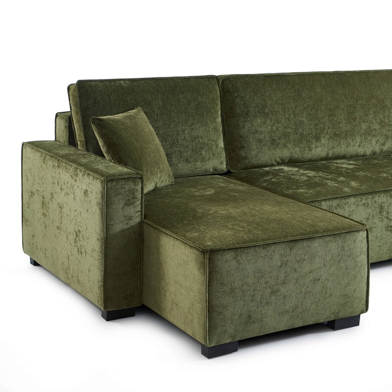 Canapé panoramique convertible GAVI 6 places tissu vert