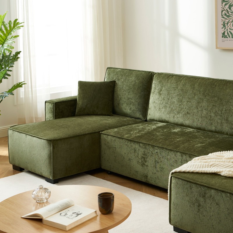 Canapé panoramique convertible GAVI 6 places tissu vert