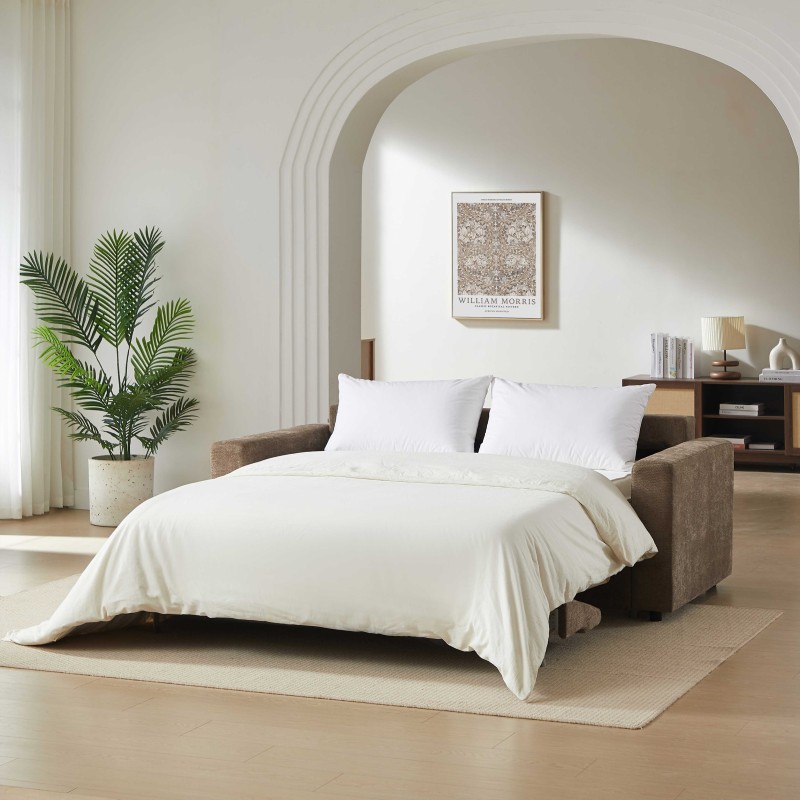 Canapé droit SOCCA express tissu marron 2 places