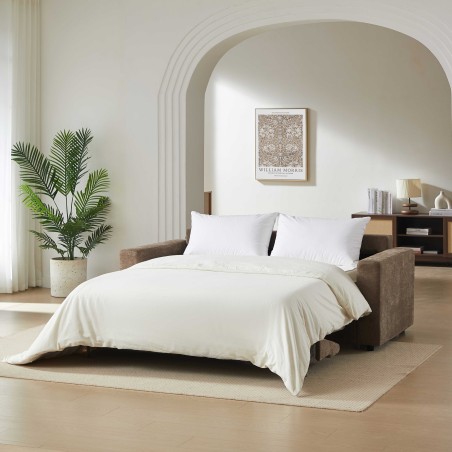 Canapé droit convertible express SOCCA 3 places tissu marron