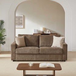 Canapé droit SOCCA express tissu marron 2 places