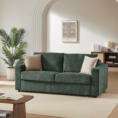 Canapé droit SOCCA express tissu vert 2 places