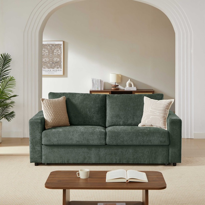 Canapé droit SOCCA express tissu vert 2 places