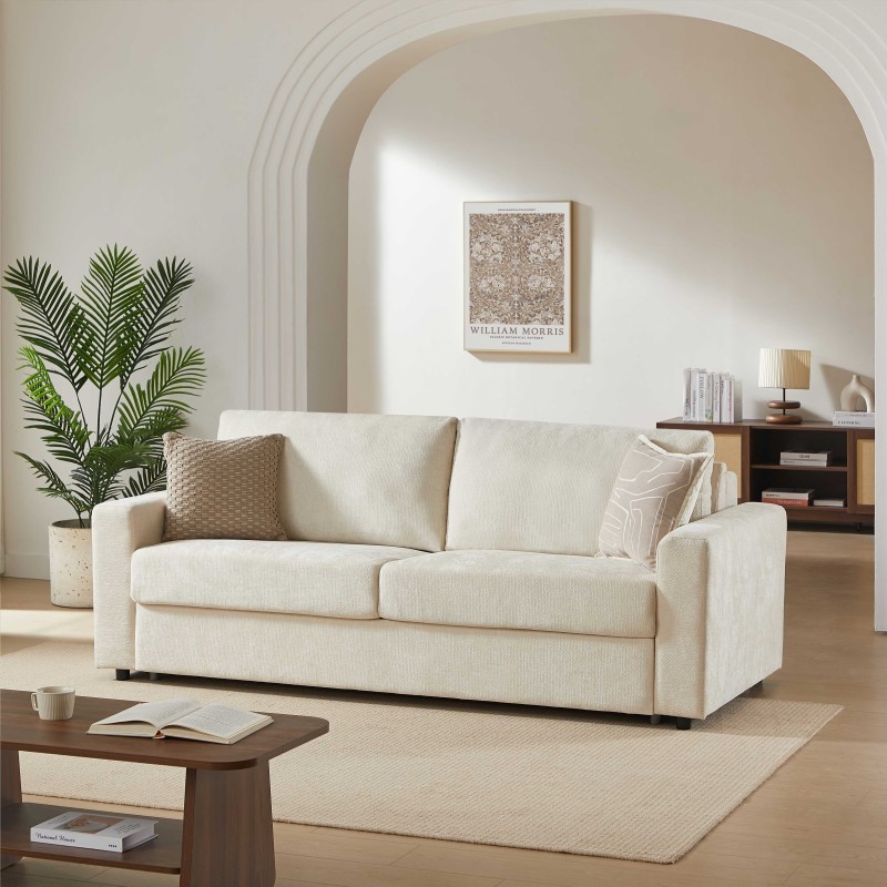 Canapé droit SOCCA express tissu beige 3 places