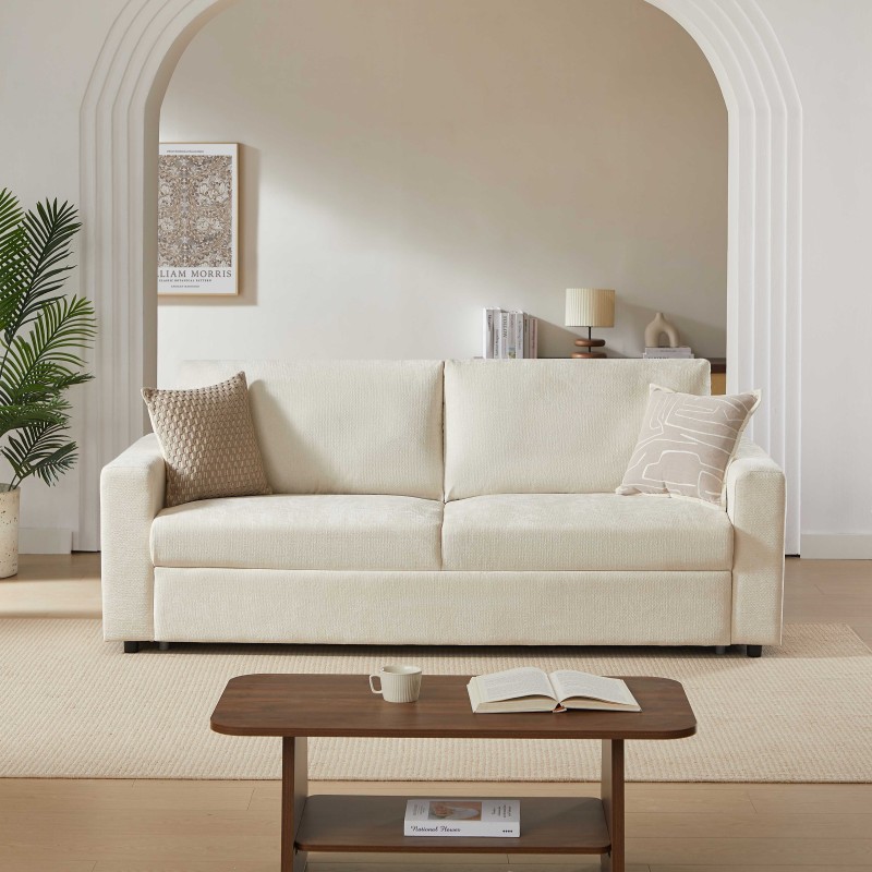 Canapé droit SOCCA express tissu beige 3 places