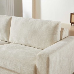 Canapé droit SOCCA express tissu beige 3 places