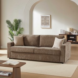 Canapé droit SOCCA express tissu marron 3 places