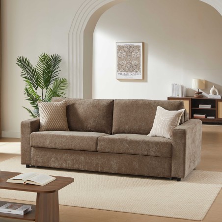 Canapé droit SOCCA express tissu marron 3 places