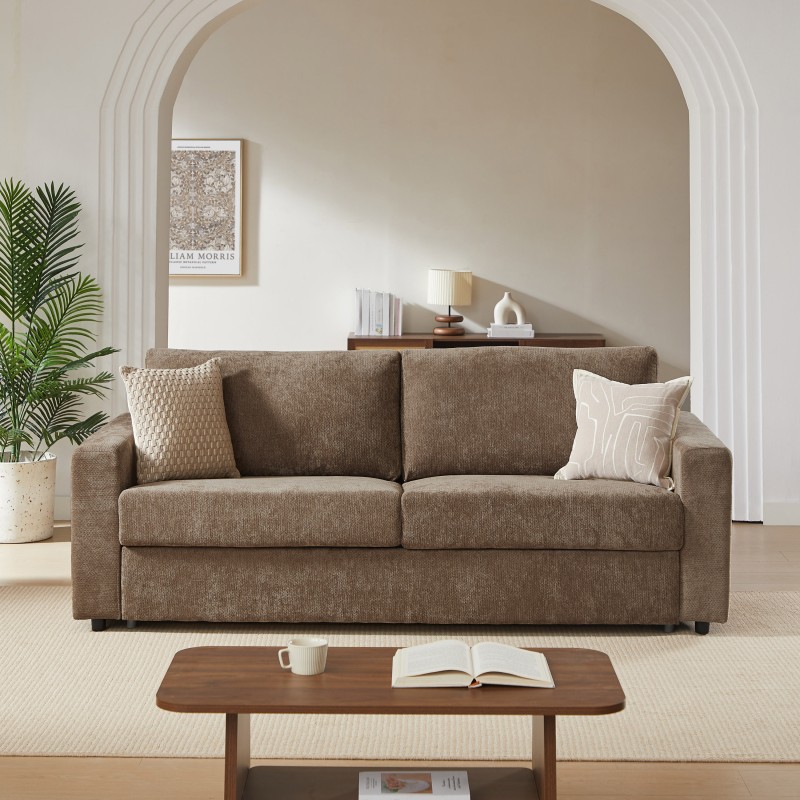 Canapé droit SOCCA express tissu marron 3 places