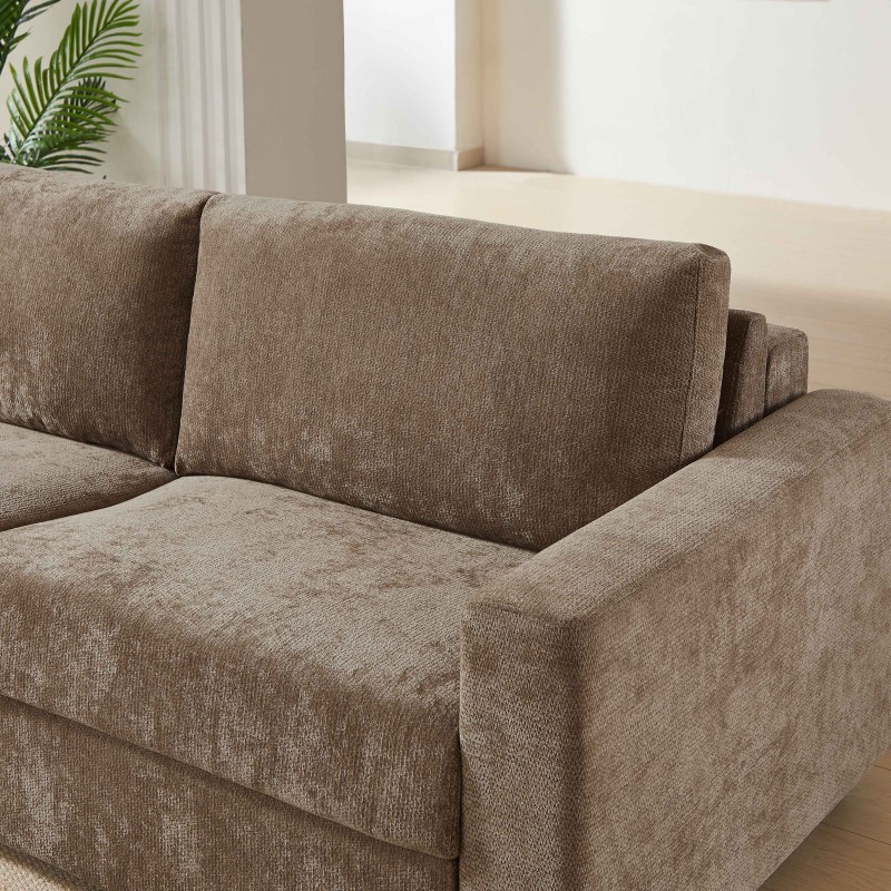 Canapé droit SOCCA express tissu marron 3 places