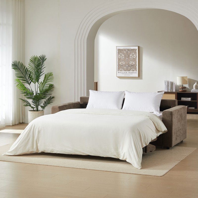 Canapé droit SOCCA express tissu marron 3 places