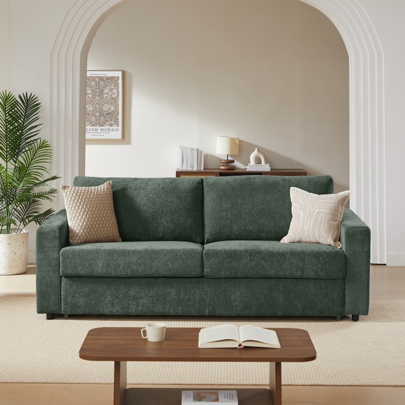 Canapé droit SOCCA express tissu vert 3 places