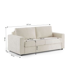 Canapé droit SOCCA express tissu beige 2 places