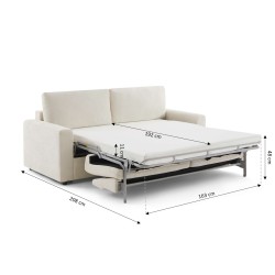 Canapé droit SOCCA express tissu beige 3 places