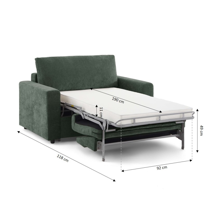 Fauteuil SOCCA express tissu vert 1 place