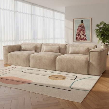 Canapé droit fixe NUNA 4/5 places tissu taupe
