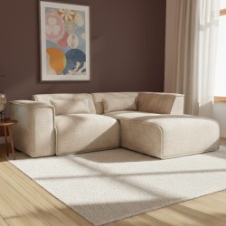 Canapé d'angle droit fixe NUNA 4 places tissu taupe