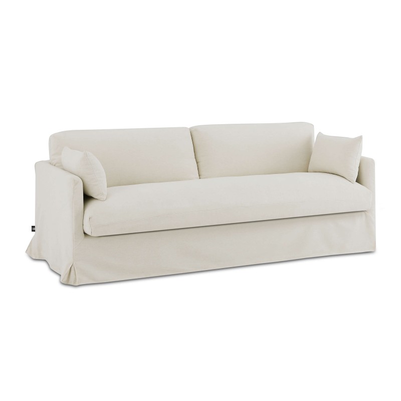 Canapé droit JATOBA fixe tissu beige 3 places