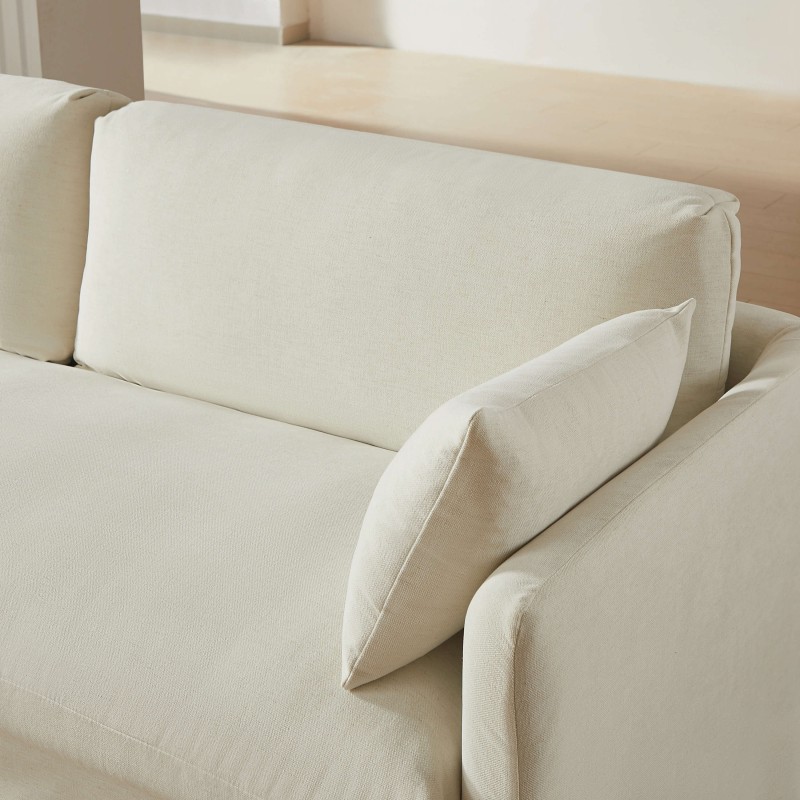 Canapé droit JATOBA fixe tissu beige 3 places