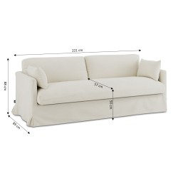 Canapé droit JATOBA fixe tissu beige 3 places