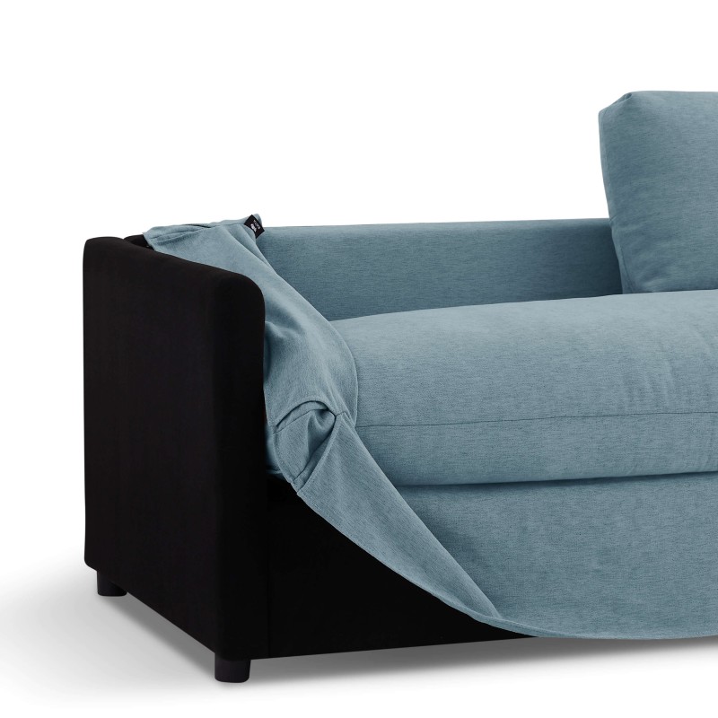 Canapé droit JATOBA fixe tissu bleu 3 places