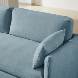 Canapé droit JATOBA fixe tissu bleu 3 places