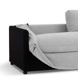 Canapé droit JATOBA fixe tissu gris 3 places