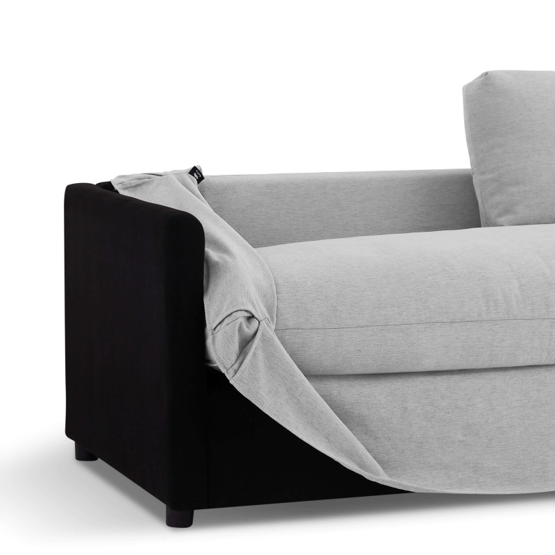 Canapé droit JATOBA fixe tissu gris 3 places