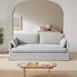 Canapé droit JATOBA fixe tissu gris 3 places