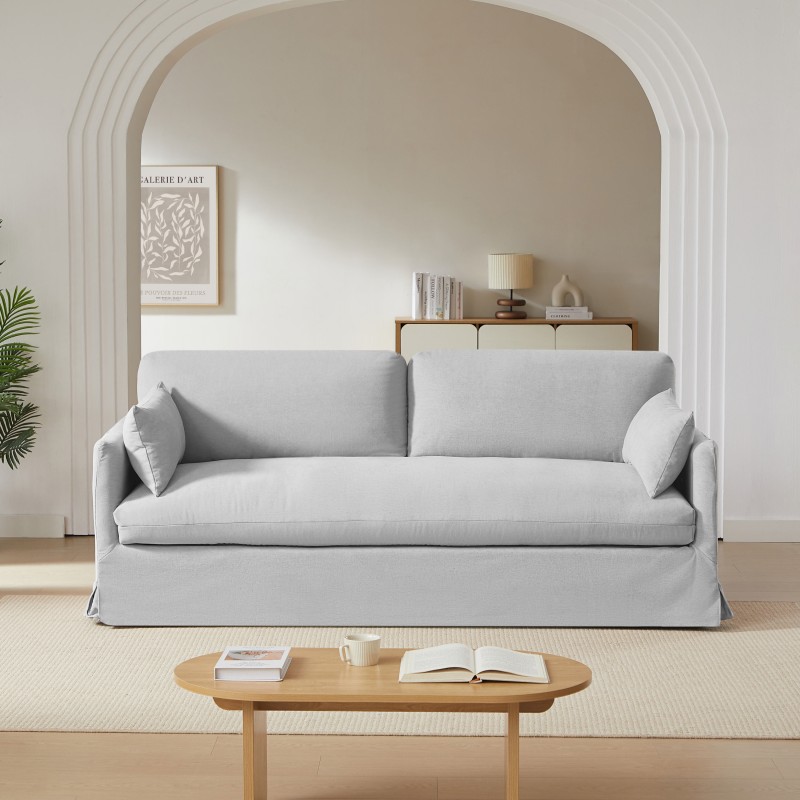 Canapé droit JATOBA fixe tissu gris 3 places