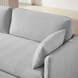 Canapé droit JATOBA fixe tissu gris 3 places