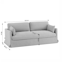 Canapé droit JATOBA fixe tissu gris 3 places