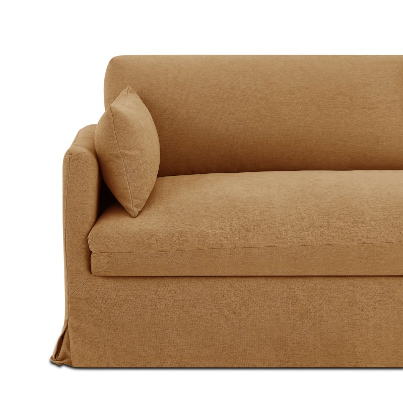 Canapé droit fixe déhoussable JATOBA 3 places tissu orange