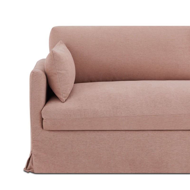 Canapé droit JATOBA fixe tissu rose 3 places