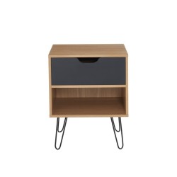 Lot de 2 tables de chevet DUO noir et effet chêne 40cm