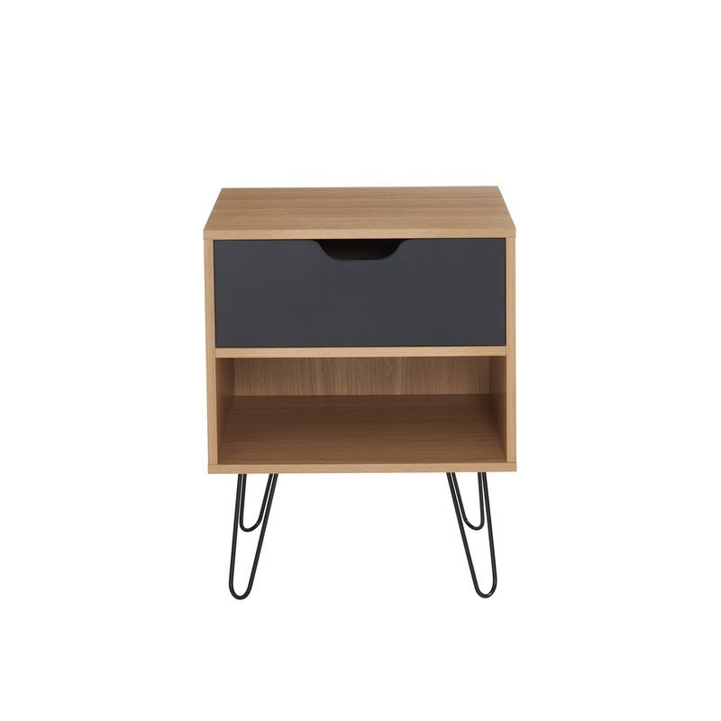 Lot de 2 tables de chevet DUO noir et effet chêne 40cm