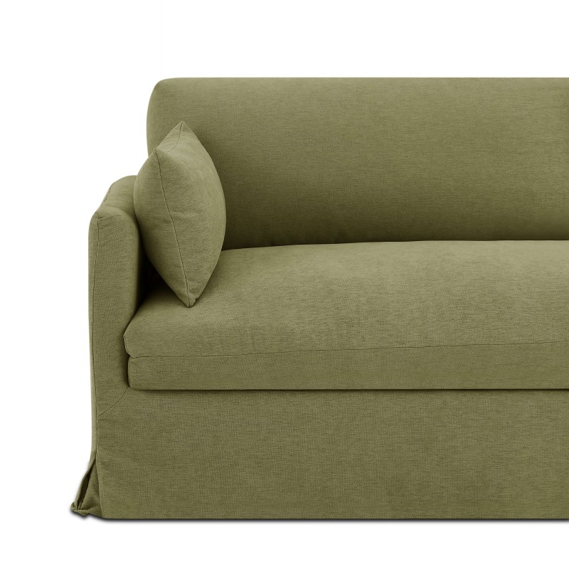 Canapé droit JATOBA fixe tissu vert 3 places