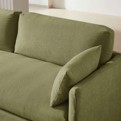 Canapé droit JATOBA fixe tissu vert 3 places