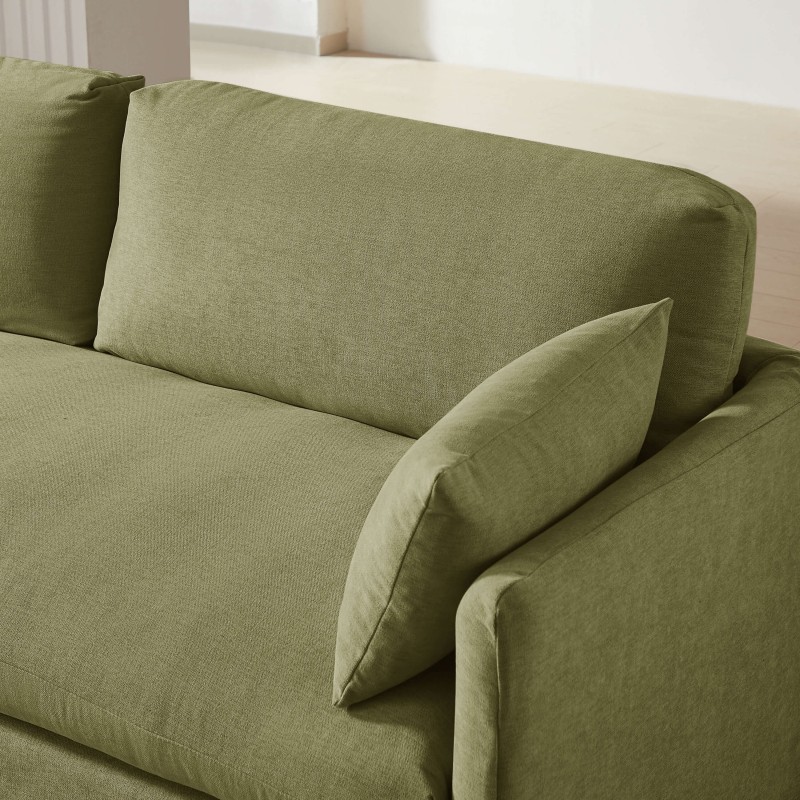 Canapé droit JATOBA fixe tissu vert 3 places