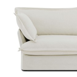 Canapé droit fixe déhoussable IROKO 3 places tissu beige