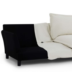 Canapé droit fixe déhoussable IROKO 3 places tissu beige