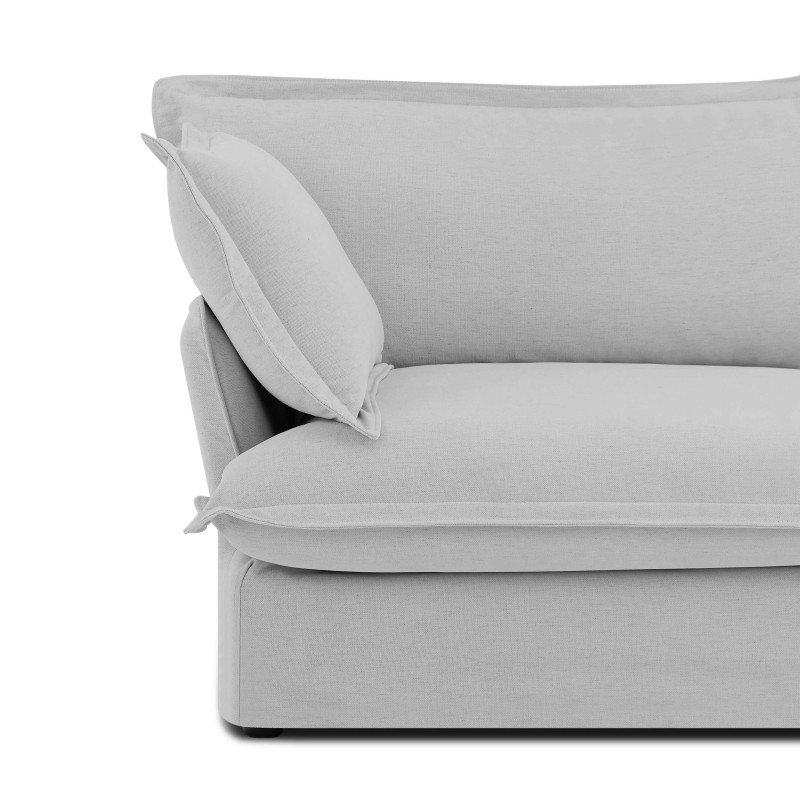 Canapé droit fixe déhoussable IROKO 3 places tissu gris