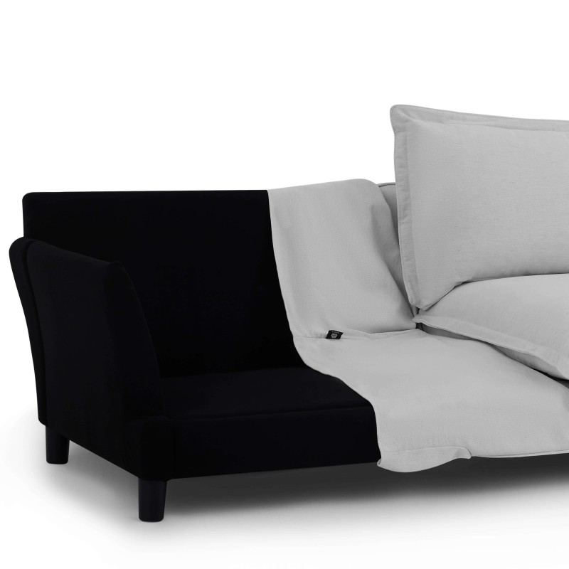 Canapé droit fixe déhoussable IROKO 3 places tissu gris