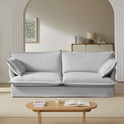 Canapé droit fixe déhoussable IROKO 3 places tissu gris