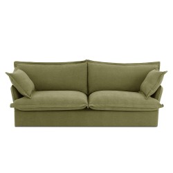 Canapé droit IROKO fixe tissu vert 3 places