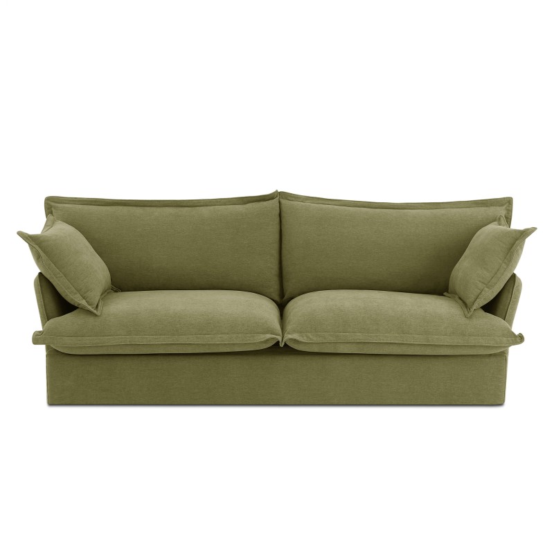 Canapé droit IROKO fixe tissu vert 3 places