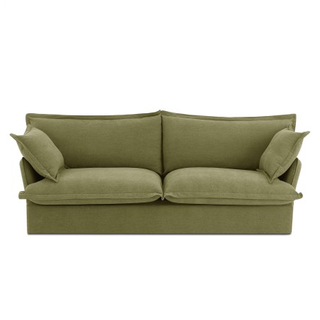 Canapé droit IROKO fixe tissu vert 3 places