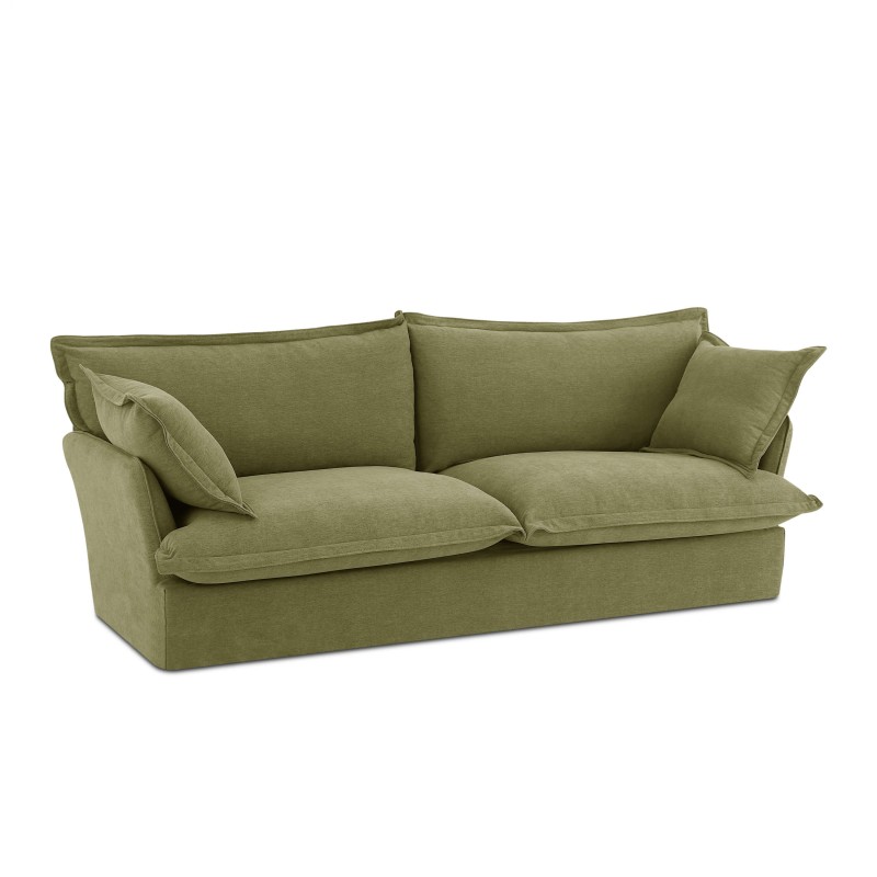 Canapé droit IROKO fixe tissu vert 3 places