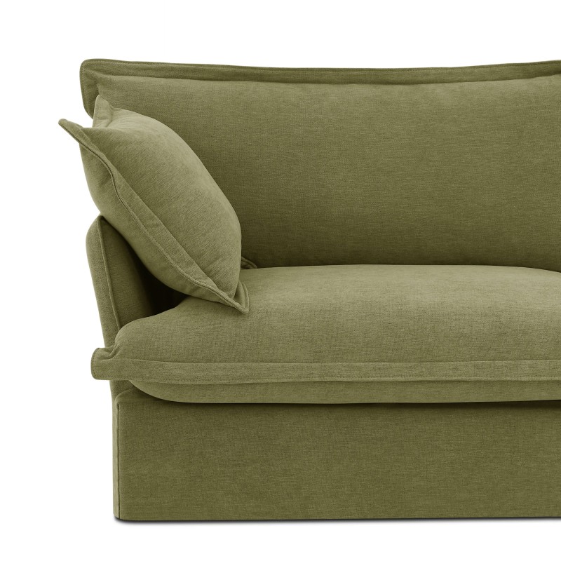 Canapé droit IROKO fixe tissu vert 3 places