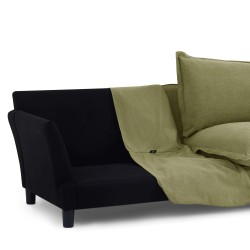 Canapé droit IROKO fixe tissu vert 3 places